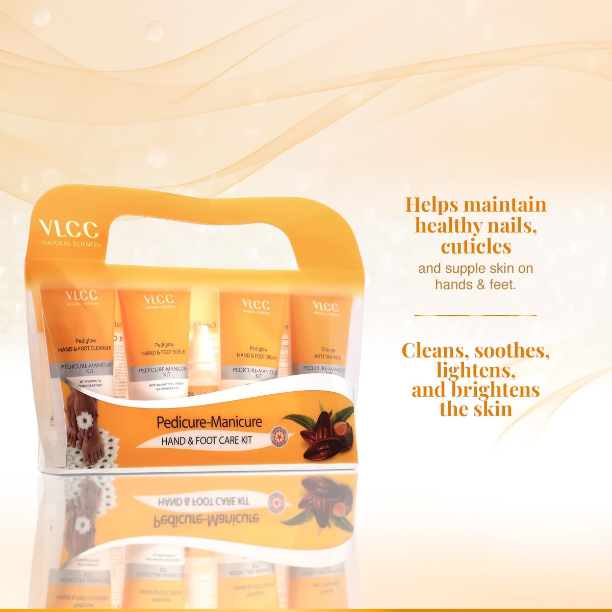 VLCC Pedicure-Manicure Hand & Foot Kit- Combo of Oil, Cleanser, Scrub, Cream, Anti tan pack. 150g+60ml.